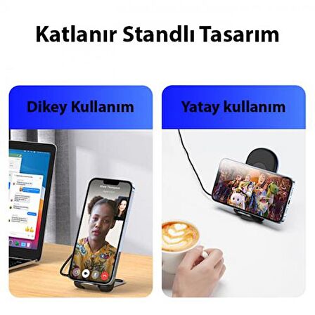 Coofbe Super Şarj 15W Stantlı Katlanabilir Kablosuz Şarj Cihazı Masaüstü Telefon Standı Wireless Kablosuz Şarj