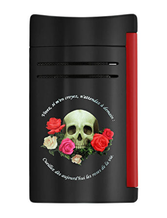 S.T.Dupont Maxijet Memento Mori Siyah ve Kırmızı Çakmak 20394
