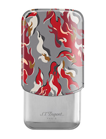 S.T. Dupont Camo 3lü Kırmızı Deri Puro Kılıfı 183451