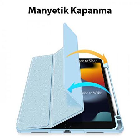 Coofbe Manyetik Kapaklı Kalem Yerli Standlı iPad 10.2 2022 Kılıf Şeffaf Arka Kapaklı iPad 10.2 Tablet Kılıf