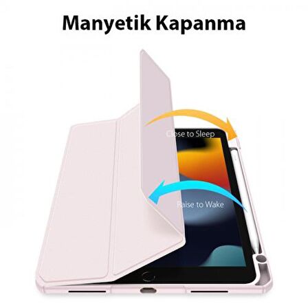 Coofbe Manyetik Kapaklı Kalem Yerli Standlı iPad 10.2 2022 Kılıf Şeffaf Arka Kapaklı iPad 10.2 Tablet Kılıf