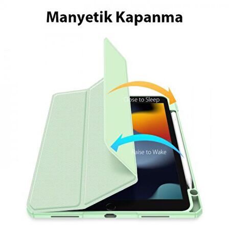 Coofbe Manyetik Kapaklı Kalem Yerli Standlı iPad 10.2 2022 Kılıf Şeffaf Arka Kapaklı iPad 10.2 Tablet Kılıf