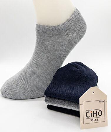 CİHO Socks Premium Pürüzsüz 4 Çift Kadın Yumuşak Dokulu Penye Pamuk Patik Çorap