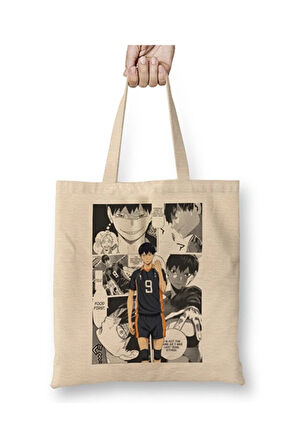 Haikyuu Kageyama Tobio Bez Çanta Uzun Saplı Alışveriş Çantası Plaj Çantası