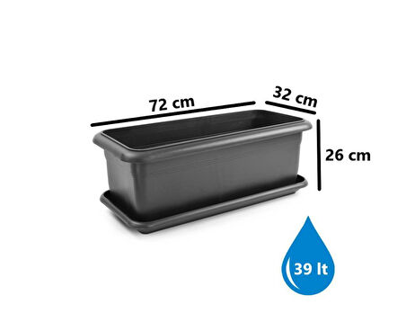 Omnipazar SO-V691 Tabaklı Villa Bahçe Saksı Takımı 39 Lt Antrasit 3 Adet