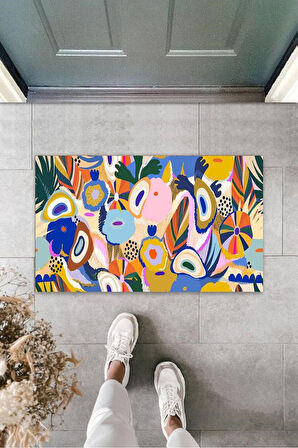 Çok Renkli Kapı Önü Paspası Modern Desen  K-3257