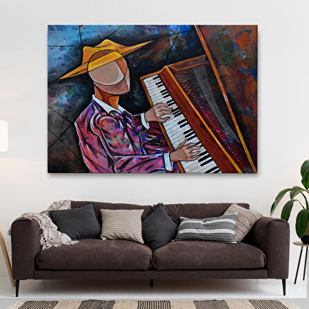 Piyano Çalan Sürreal Adam Duvar Tablosu-3599