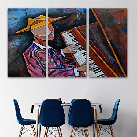 Piyano Çalan Sürreal Adam Duvar Tablosu-3599