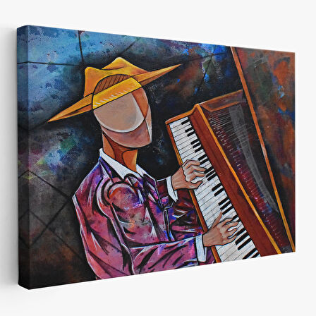 Piyano Çalan Sürreal Adam Duvar Tablosu-3599