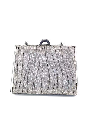 Taşlı gümüş abiye çanta. Clutch gümüş taşlı gece çantası. Abiye çanta gümüş. Gümüş abiye çantası.