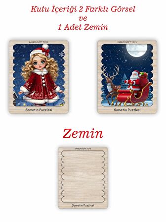 Çocuk Bulmaca Oyuncakları, Noel Oyuncakları, Montessori Oyunu, Geyik ve kız temalı 2+ Bulmacalar