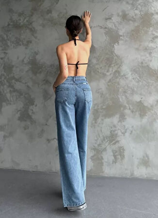 Palazzo Jeans Pantalon - Mavi