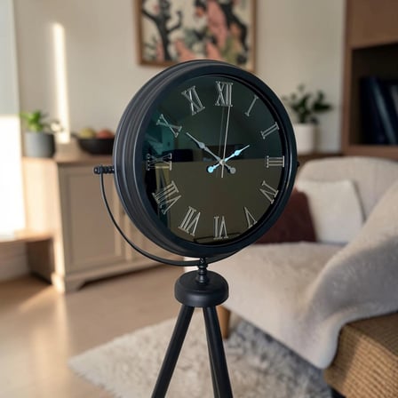 Siyah Roma Aynalı Tripod 150 x 45 Cm Ayaklı Saat iegxx