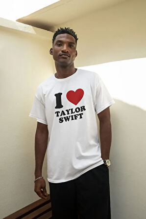 I Love Taylor Swift Yazılı Oversize Tişört, Unisex Tişört