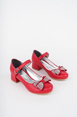 Fiyonklu Taşlı Kız Çocuk Abiye Ayakkabı