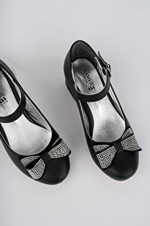 Fiyonklu Taşlı Kız Çocuk Abiye Ayakkabı