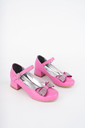 Fiyonklu Taşlı Kız Çocuk Abiye Ayakkabı