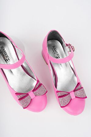 Fiyonklu Taşlı Kız Çocuk Abiye Ayakkabı