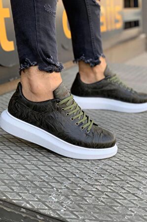 Knack Yüksek Taban Günlük Ayakkabı 044 Haki (Desenli)