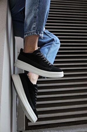 Knack Sneakers Ayakkabı 010 Siyah Süet (Beyaz Taban)