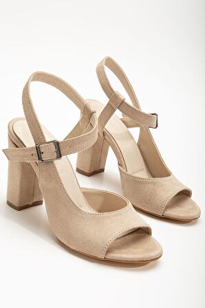 Lovisa Topuklu Krem Süet Kadın Ayakkabı