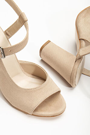 Lovisa Topuklu Krem Süet Kadın Ayakkabı