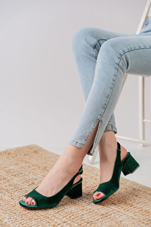 Eriola Haki Kadife Detaylı Alçak Topuklu Kadın Ayakkabı