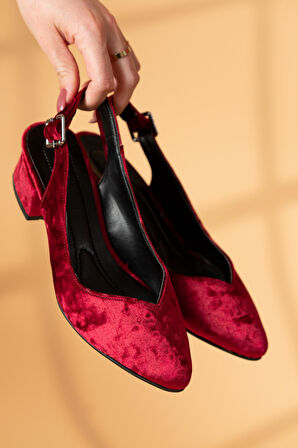 Valentina Bordo Kadife Topuklu Ayakkabı