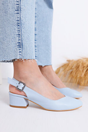 Valentina Topuklu Bebe Mavisi Cilt Ayakkabı