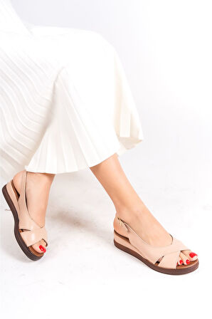 Adare Bej deri kadın sandalet