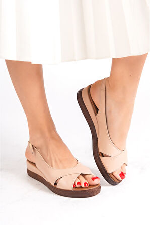 Adare Bej deri kadın sandalet