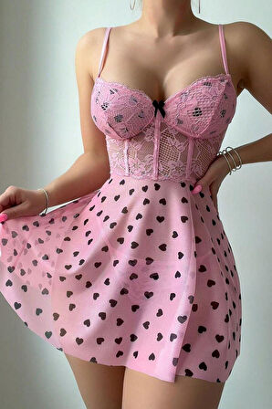  Pembe Kalp Desenli Pinterest Gecelik 15712