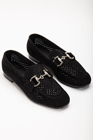  Siyah Süet Delikli Günlük Kadın Babet