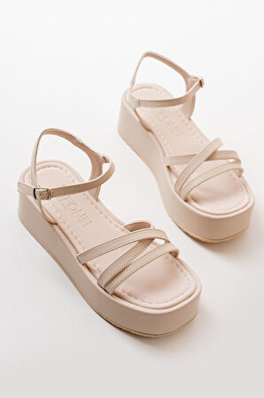  Bej Dolgu Kadın Sandalet