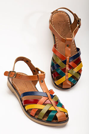  Taba Multi Ortopedik Hakiki Deri Kadın Sandalet