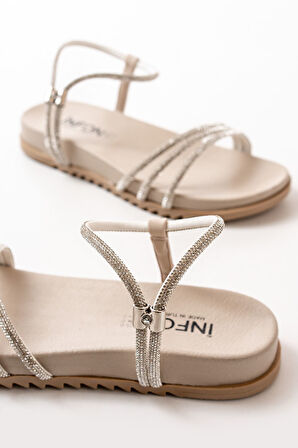  Bej Taşlı Kadın Sandalet