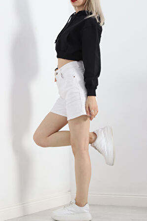 Şardonlu Oversize Crop Sweat Siyah - 21391.200.