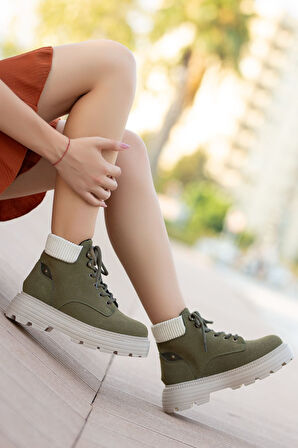 JOO Haki Cat Bağcık Detaylı Kadın Bot