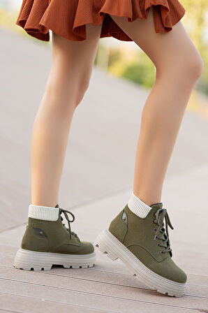 JOO Haki Cat Bağcık Detaylı Kadın Bot