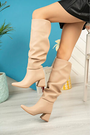 Nut Körüklü Kalın Topuklu Günlük Kadın Çizme