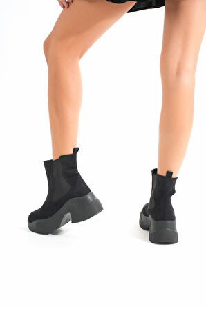  Kahverengi Yüksek Tabanlı Lastikli Günlük Kadın Bot - kopya