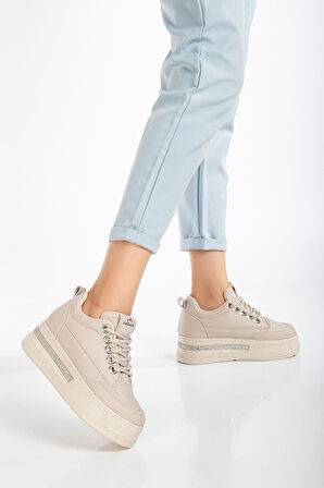 Granes Kadın Bej Gizli Topuk Sneaker
