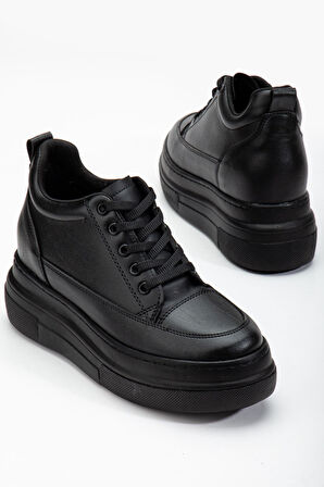 Nesvina Kadın Gizli Topuk Siyah Sneaker