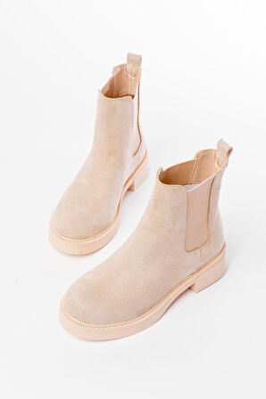 Bej Süet Lastikli Günlük Kadın Bot