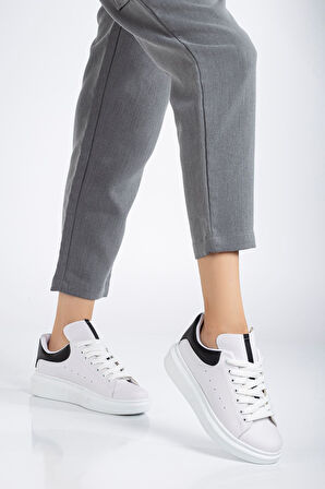 Fersatie Beyaz - Siyah Kadın Sneaker Günlük Ayakkabı