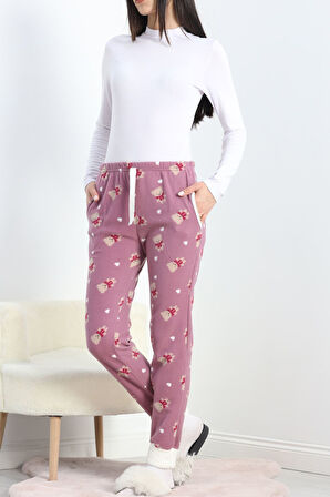 Paçası Peluşlu Polar Cepli Pijama Altı Gülkurusu - 20581.1287.