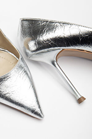 Dorethy Kadın Topuklu Ayakkabı Gümüş Parlak Cilt Stiletto