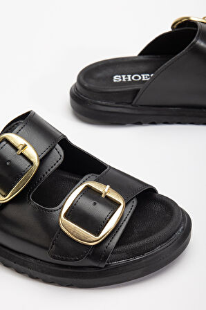 Harmony Çift Tokalı Yumuşak Tabanlı Günlük Siyah Terlik