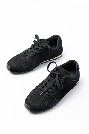 RS-01 Siyah Süet İnce Taban Günlük Spor Ayakkabı