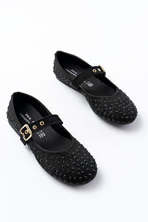 DM-6020 Siyah Troklu Baret Tokalı Günlük Kadın Babet